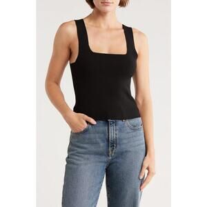 NWT! 525 Eva Square Neck Crop Rib Tank in Black Size Large
